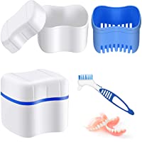 Caja de Baño de Dentadura con Cepillo Limpiador de Dentaduras Cepillo Dientes de Dentaduras Postizas- Caja Contenedor de…